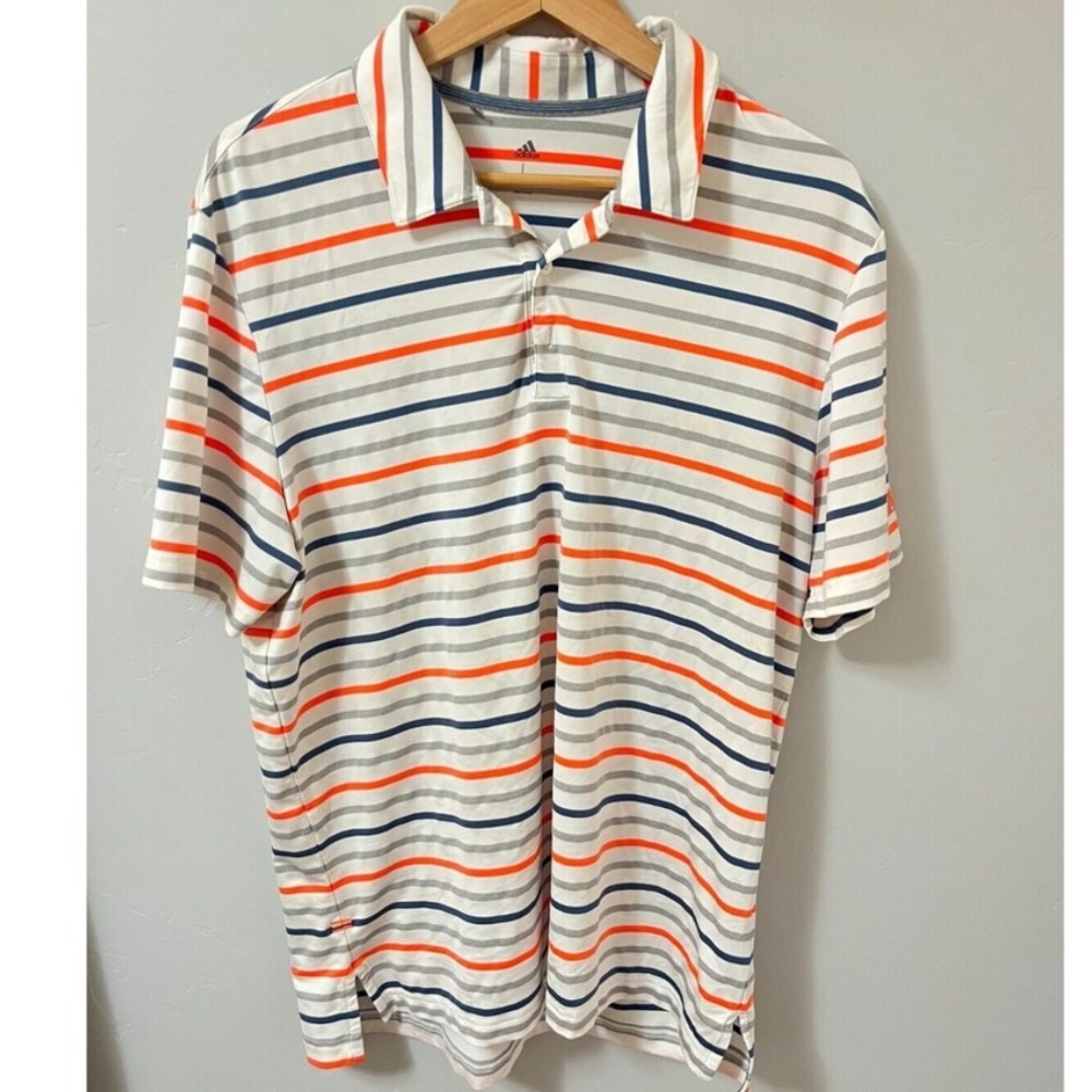 Adidas Predator ridge Poly Golf POLO SHIRT Large L 
Men's Striped Polo